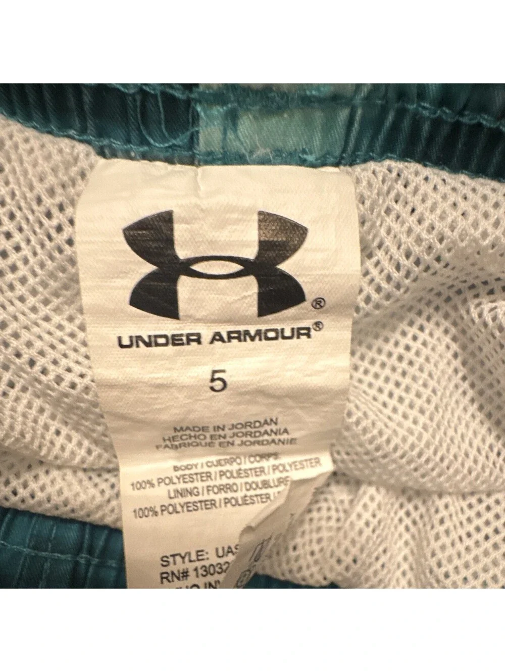 Under Armour Boys Swim Shorts Size 5 Blue Striped Polyester Lined Elastic [COPY]
